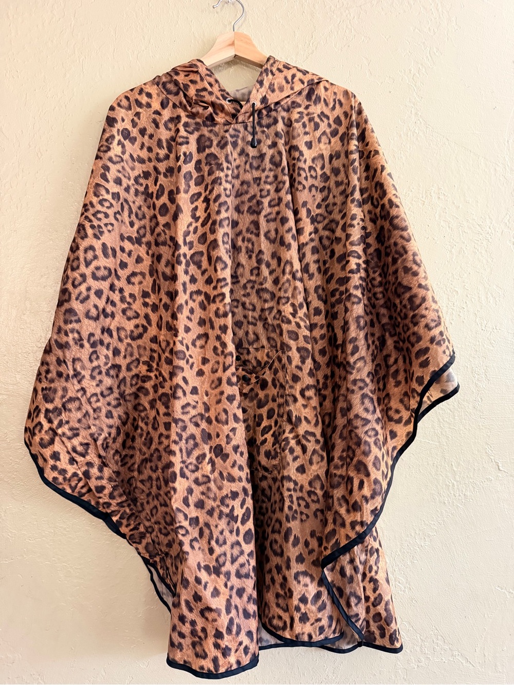 Chico's Leopard Print Hooded Poncho - Tan & Black
